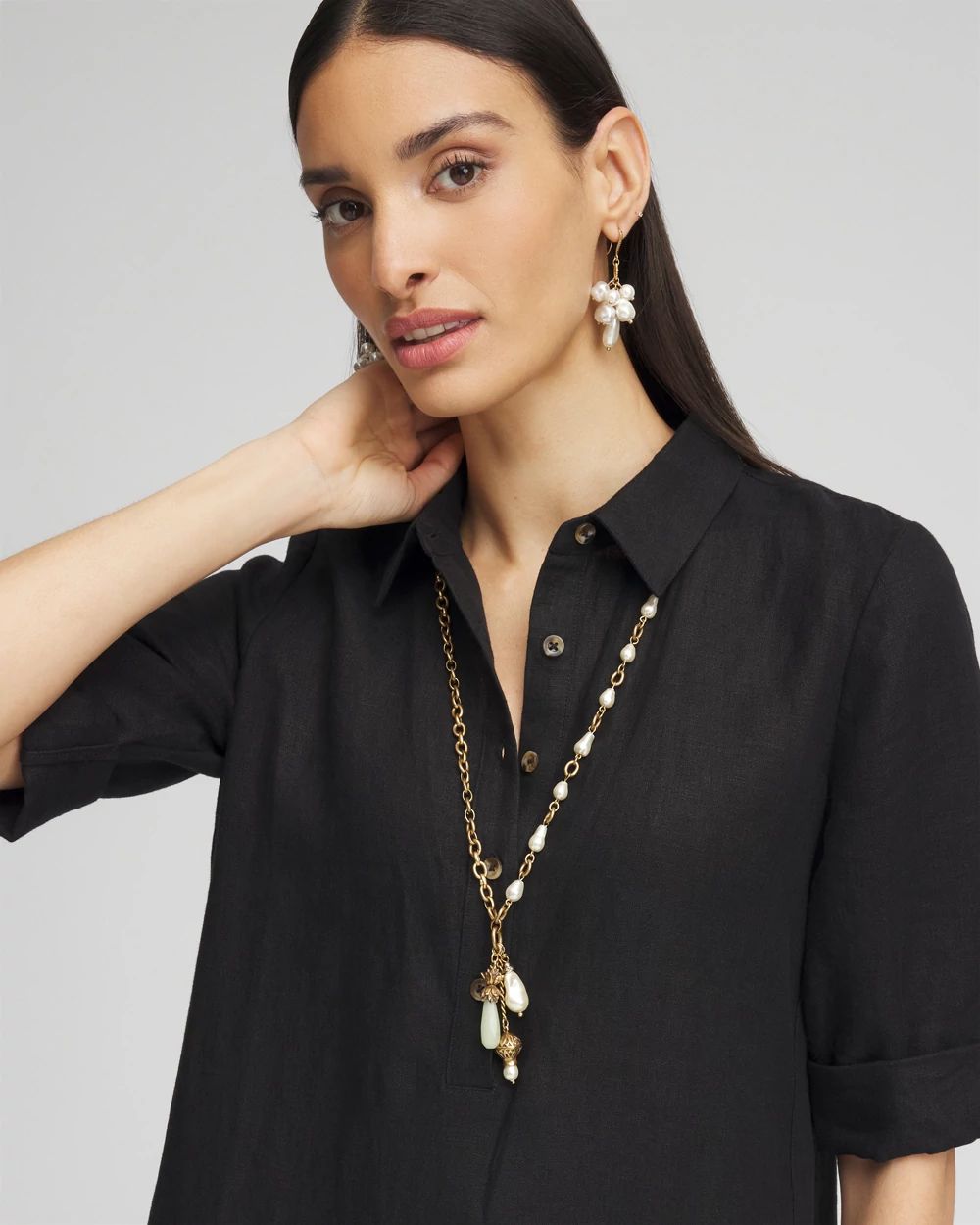 Convertible Multi-Strand Jade & Faux Pearl Charm Necklace | Chico's